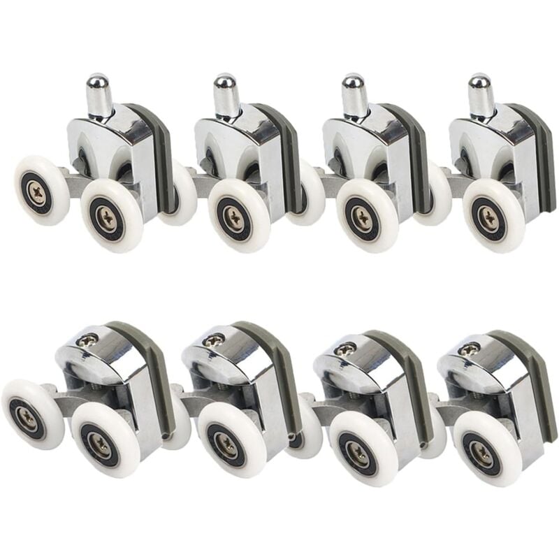 Lntyq - Roulettes de porte de douche, Roulettes de porte de douche 23mm Roulettes de curseur Poulies 8PCS Diamètre de la porte de douche Haut Bas