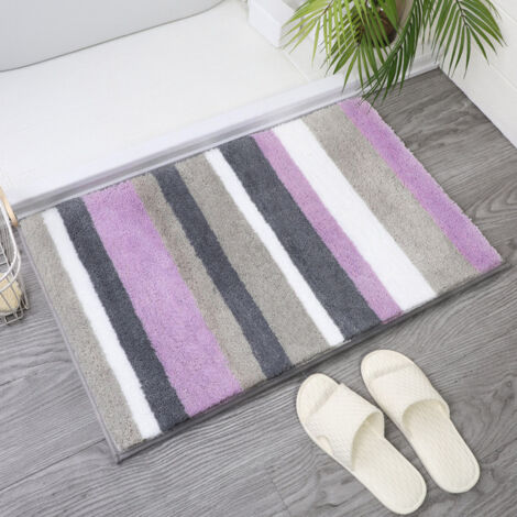Lntyq Rutschfeste, saugfähige Badematte, Mikrofaser-Badematte, Badezimmer-Bodenmatte, rutschfeste, saugfähige Badematte, lila, 40 x 60 cm