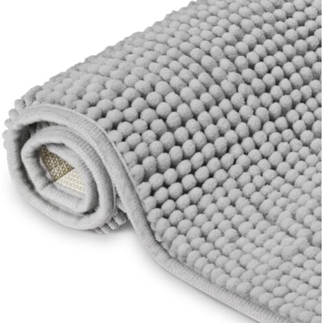 Lntyq Rutschfester Chenille-Badeteppich, 40 x 60 cm, saugfähiger Badezimmerteppich, Chenille-Mikrofaser-Badezimmerteppich, maschinenwaschbare Bodenmatte, für Badezimmer, Dusche, Badewanne