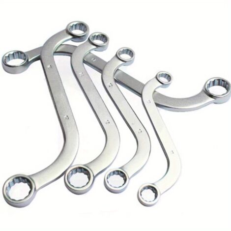 Lntyq S-förmiger Doppelmaulschlüsselsatz, Doppelmaulschlüsselsatz aus Chrom-Vanadium-Stahl, 5-teilig, metrisch, 10–19 mm