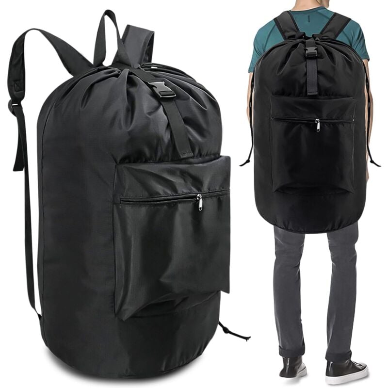Sac à linge de grande capacité de 90 l : sac à linge sale avec 2 bretelles rembourrées sac à linge imperméable pliable sacs à linge anti-poussière