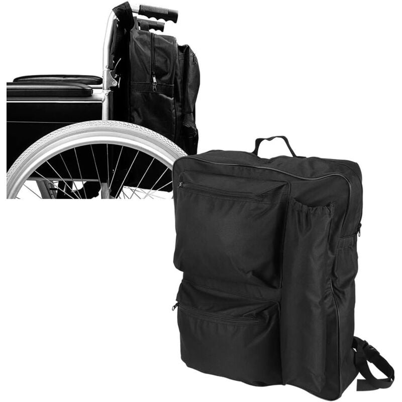 Lntyq Sac de Rangement Portable pour Fauteuil Roulant 40 X 14 X 48 cm Sac à Dos Étanche pour Scooter de Mobilité avec Poches pour Fauteuil Roulant,