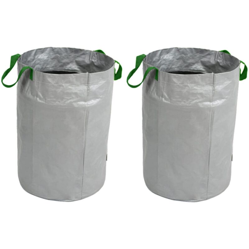 Lntyq - Sac Jardin Déchet, 2 Pièces Sac à Ordures de Jardin Pliable et Réutilisable avec Poignée (Argent 100L, 45x63CM)
