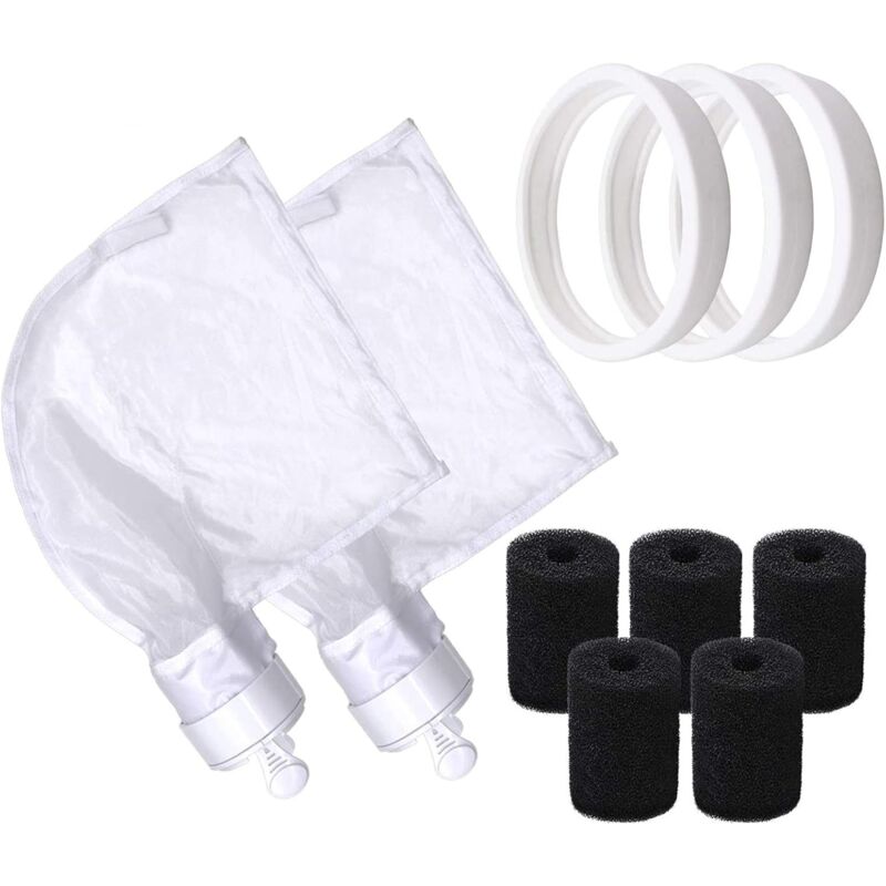 Lntyq - Sacs de Rechange en Nylon à Fermeture Eclair (pour Polaris 280 et 480 Seulement)+Pneus de Rechange en Caoutchouc Souple+Brosse en Mousse de