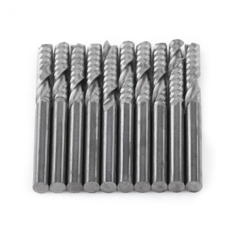 Lntyq Schaftfräser, 10 Stück, 1/8 Zoll Schaft, einschneidig, Schaftfräser, Bohrer, Werkzeug, Wolframkarbid, CNC-Fräser für Holz, Aluminium, Stahl, PVC, Leiterplatten, Kohlefaser, Acryl