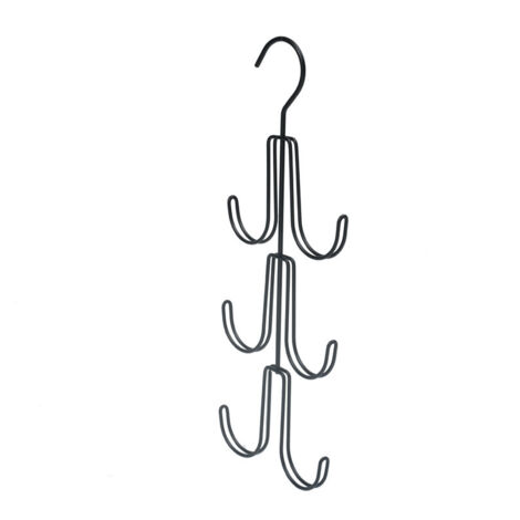 Lntyq Schalhalter, Krawattenhalter, Gürtelaufbewahrung, multifunktionaler Hängetaschenhalter, Gürtelschlaufe, drehbarer Haken-Organizer für Krawatten, Schals, Tücher, Taschen ((Schwarz))