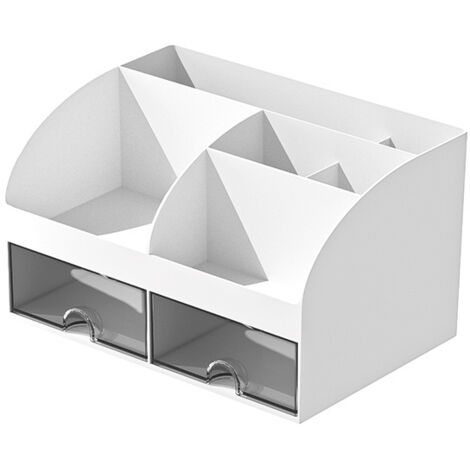 Lntyq Schreibtisch-Organizer mit 2 Schubladen, 21,1 x 12 cm, multifunktionaler Schreibtisch-Organizer, Stifthalter mit großer Kapazität, Make-up-Organizer für den Tisch im Büro, in der Schule und zu H