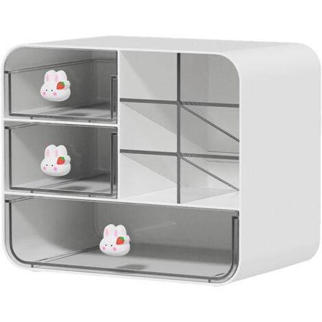 Lntyq Schreibtisch-Organizer mit Schubladen, 3-stufige stapelbare Aufbewahrungsschubladen, Make-up-Aufbewahrung, Schreibtisch-Organizer und Aufbewahrung, Schreibtisch-Aufbewahrungsbox für Büro, Schule