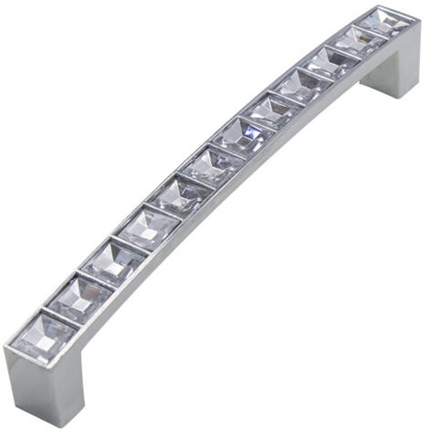 Lntyq Schubladengriffe aus Glas mit Diamanten, Schrankgriffe aus klarem Strasskristall, Knöpfe für Kommoden, Schränke, Küchen (5, Lochabstand 128 mm/5)