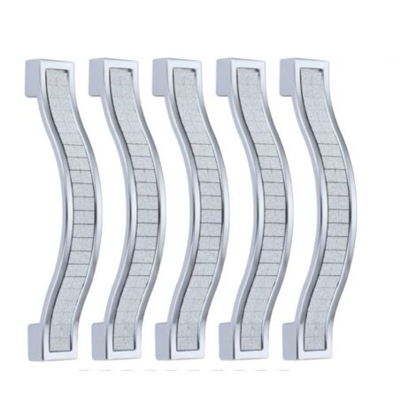 Lntyq Schubladengriffe aus Legierung mit Strasssteinen und Kristallen für Kommoden, Küchenschränke, Schränke, 5 Stück (Silber, 96 MM-5 Stück)