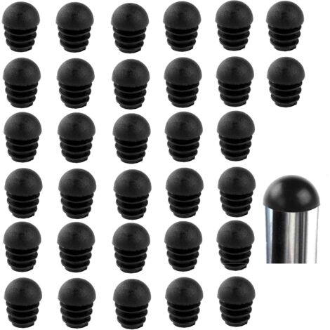 Lntyq Schwarze, runde Stuhlrohrstopfen, Endkappen, runde Stuhlbein-Endkappe, Stuhlbeinkappe, Gummi-Stuhlbeinschutz, 32 Stück (16 mm)