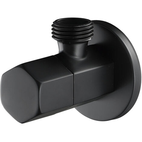 Lntyq Schwarzes Toiletten-Absperrventil, Messing-Wasserhahn-Absperrventil G1/2 Zoll, dreieckiges Ventil für Duschkopf, Badezimmer