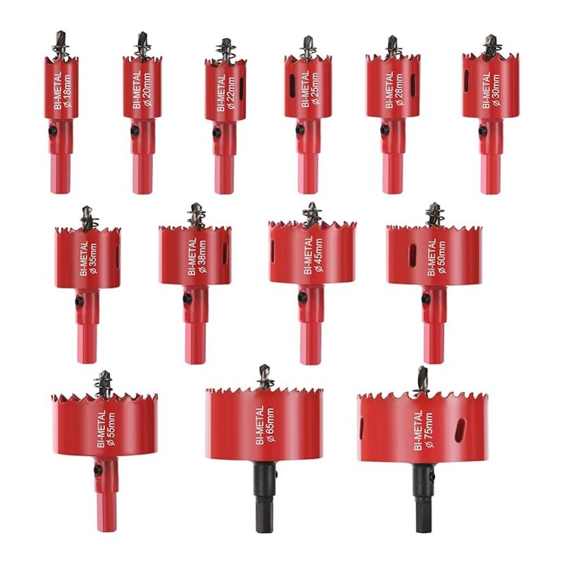 Lntyq - Scie Cloche Bi-métal, Coffret de Trépan 13 pcs (avec Petites rallonges, clés, accessoires à ressorts) Lame de Scie Ø18-75mm pour Percer