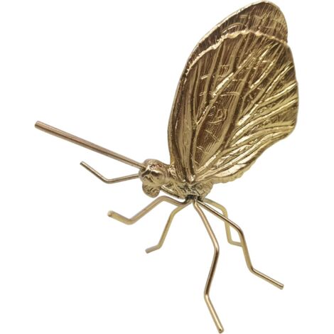 Lntyq Sculpture de papillon en or, ornement d'insecte en métal massif, mini figurine de papillon pour la maison, le bureau, le jardin, la décoration de bureau