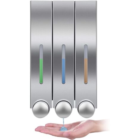 Lntyq Seifenspender zur Wandmontage für Duschlotion, Shampoo-Gel, für Badezimmer, Toilette, Büro, Café, Restaurant, Hotel – Dreifachsilber