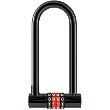Lntyq Serrure à combinaison antivol en forme de U Code à 4 Chiffres Avec Longue Anse Antivol Vélo Étanche serrure à double mortaise avec Code Réinitialisable Portails, École -137mm88mm37mm