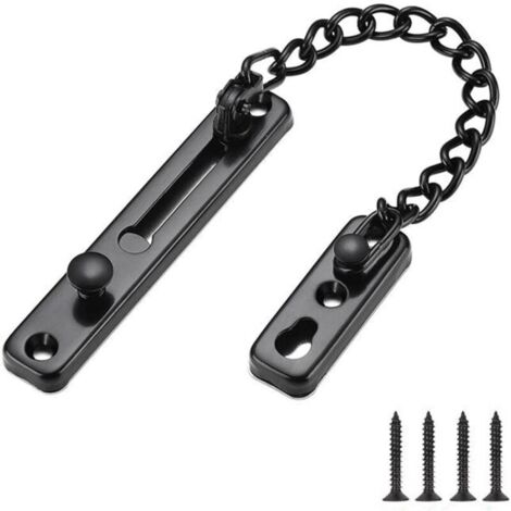 Lntyq Serrure de Chaîne de Porte,Protège-porte de la Chaîne avec Serrure à Ressort anti-vol,Acier Inoxydable noir mat