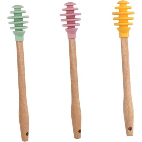 Lntyq Set 3-tlg. Honigrührer, Drehwerkzeug, Miniatur-Flüssighonig-Tropfer, Getränkesirup, Handmixer, Honiggesponnene Mini-Holzbienen, wiederverwendbar