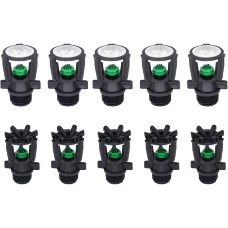 Lntyq Set mit 10 Gartensprengern mit Außengewinde, 360°-Automatikrotation, Bewässerungsdüse für Rasen, Gewächshaus, Gemüse und Nutzpflanzen