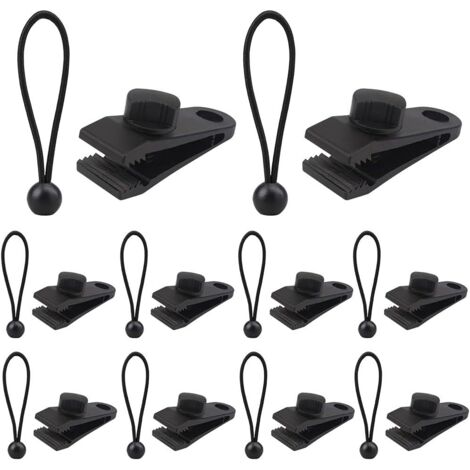 Lntyq Set mit 10 Planenclips + 10 Gummispannern, Planenclips mit Verriegelungsmechanismus, Befestigungsschrauben, Clips für Outdoor-Planen, Zelte, Camping, Markisen
