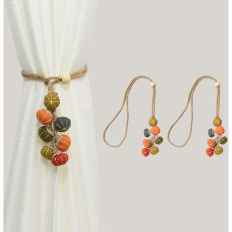 Lntyq Set mit 2 Raffhaltern im Boho-Stil, Raffhalter in Kürbisform, modische Raffhalter, Gardinenbefestigungen für Zuhause, Büro usw.