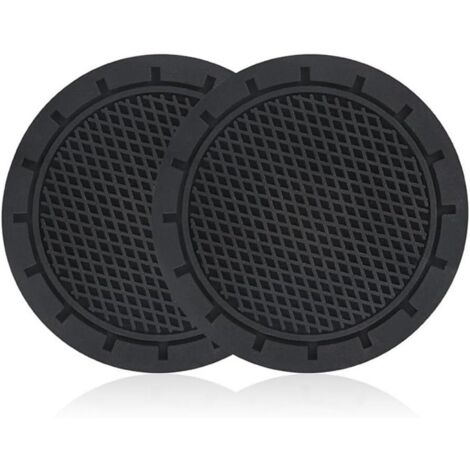 Lntyq Set mit 2 universellen Auto-Getränkehalter-Untersetzern, rutschfest, schwarz, 7 cm
