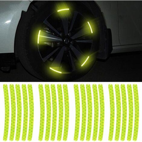 Lntyq Set mit 20 universellen reflektierenden Aufklebern für Auto- und Motorradradnaben, Nachtdekoration, reflektierender Sicherheitsstreifen (fluoreszierend)