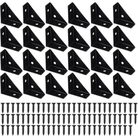 Lntyq Set mit 24 schwarzen 38 x 38 mm Eckverbindern inklusive Schrauben, 90°-Metallwinkelverbinder, passend für Zhuo-Bettgestelle