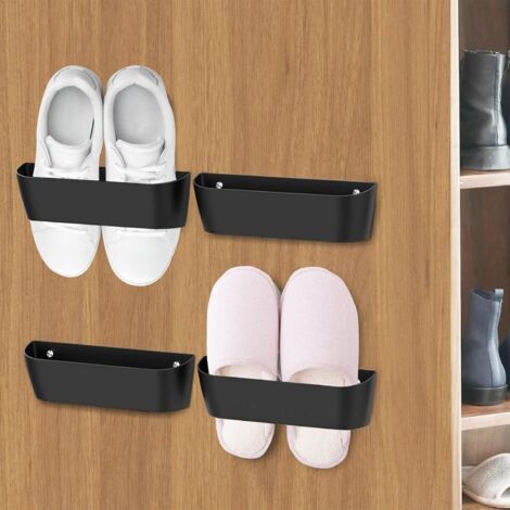 Lntyq Set mit 4 wandmontierten Schuhregalen für Wohnmobile, mit oder ohne Bohren, selbstklebend oder zum Anbohren, Schuhregal für Wohnmobile, Camping, Badezimmer