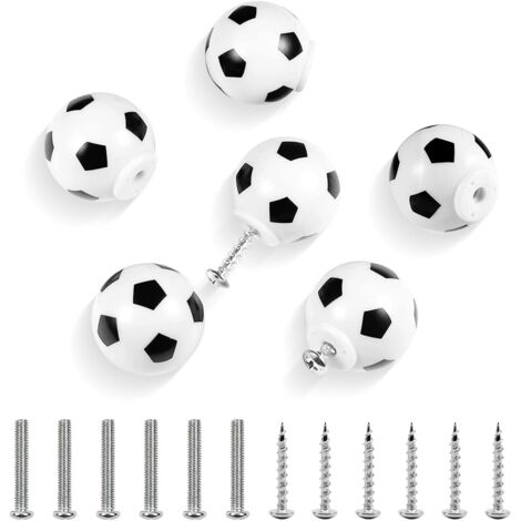 Lntyq Set mit 6 Möbelgriffen, Türgriffen in Fußballform, Kommodengriffen in Fußballform, Schubladengriffen für Kinder und Schrankschubladen für Kinder und Sportfans
