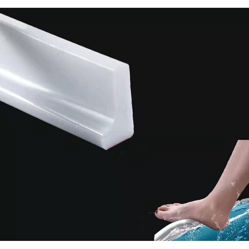 Seuil de douche de 1 m, barrière d'eau au sol pour pièces humides, barrage d'eau de salle de bain, bande d'étanchéité pour bac de douche, bande de