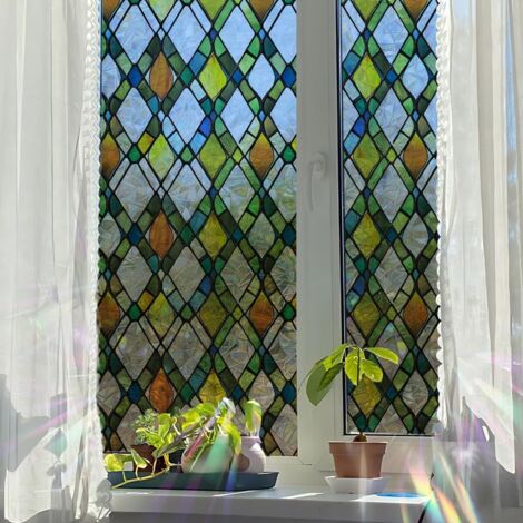Lntyq Sichtschutzfolie für Fenster – 3D-Aufkleber aus statisch haftendem Vinyl für Buntglas – nicht klebend – 40 x 100 cm