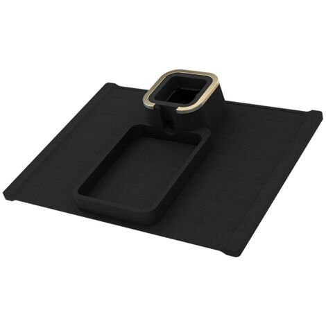 Lntyq Sofa-Getränkehalter-Tablett, auslaufsicheres und rutschfestes Silikon-Kipptisch-Tablett, stabiler und gewichteter Sofa-Arm-Getränkehalter für Fernbedienung/Snacks/Handy (schwarz)
