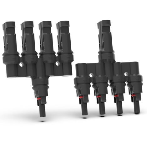 Lntyq Solar T-Typ Abzweigverbinder PV-Splitter - Wasserdichter Stecker für Solarpanelkabel (T-Typ 4 auf 1)