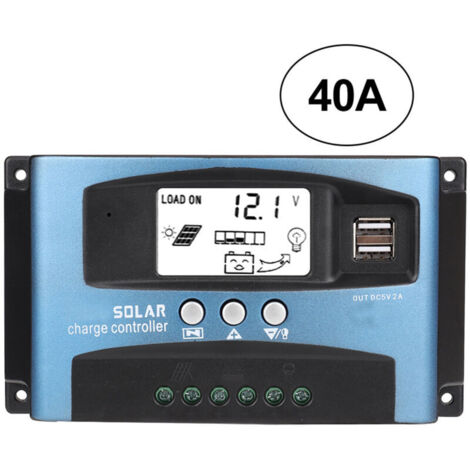 Lntyq Solarladeregler, Dual-USB-LCD-Display, 12 V 24 V, MPPT 40 A
