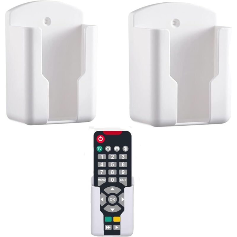 Lntyq Soporte de pared para control remoto, pequeño, para guardar control remoto universal, color blanco.