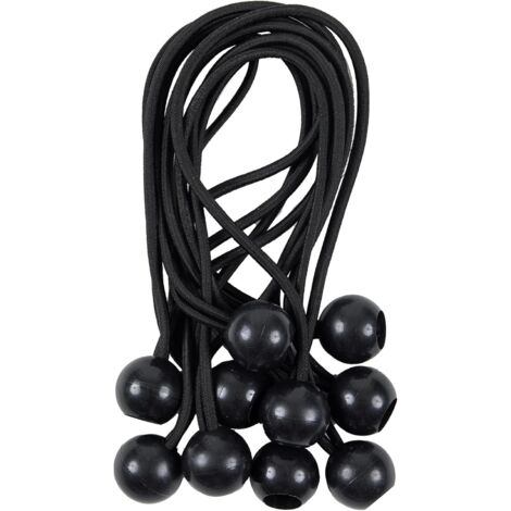 Lntyq Spanngummi mit Kugel, 25 Stück, 20 cm – elastisches Spanngummi zur schnellen Befestigung von Plane, Zelt, Banner etc., schwarz