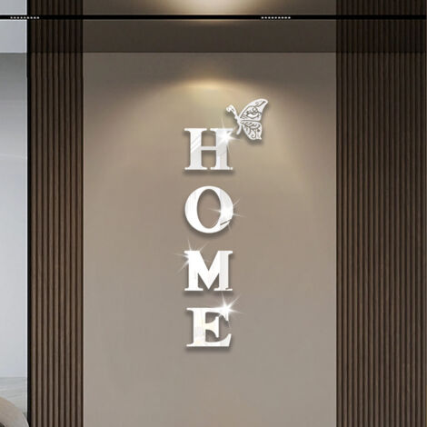 Lntyq Spiegel-Wandaufkleber, selbstklebender Spiegelaufkleber, 3D-entfernbarer Spiegelaufkleber, Buchstaben Home DIY Spiegel-Wandaufkleber, für Wohnzimmer, Küche, Schlafzimmer, Büro, TV-Hintergrund