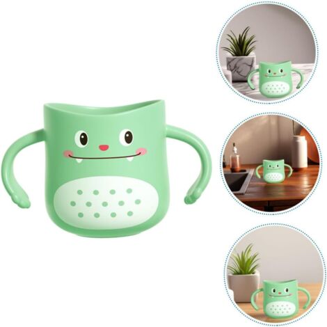 Lntyq Stoßfester Dinosaurier-Reisebecher für Jungen und Mädchen, Zahnbürstenhalter, Mund- und Handbecher, geeignet für Badezimmer und Camping, Grün, Kunststoff, 8,8 x 7,8 cm