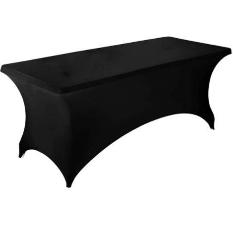 Lntyq Stretch-Tischdecke [6 Fuß, 183 cm] Tischdecke aus Polyester und Spandex – maschinenwaschbar und knitterfrei (Schwarz)