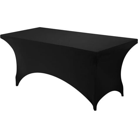 Lntyq Stretch-Tischdecke [6 Fuß, 72 Zoll] Tischdecke aus Polyester und Spandex – maschinenwaschbar und knitterfrei (1 Stück, schwarz)
