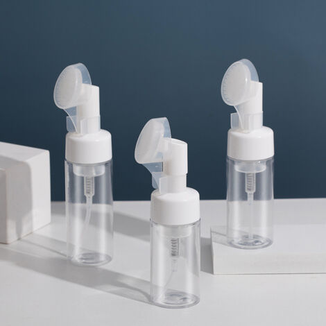Lntyq Stück 100 ml mit Bürste, Pumpspender für Gesichtsreiniger mit Silikonschaum-Massagebürstenkopf, Flüssigkeitsspender für unterwegs