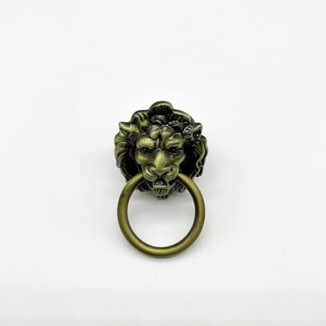 Lntyq Stück antike Löwenkopf-Schubladengriffe, bronzefarbener Vintage-Tierschrank-Zugring, Retro-Löwenkopf-Holzkisten-Kommodengriffe (Bronze)