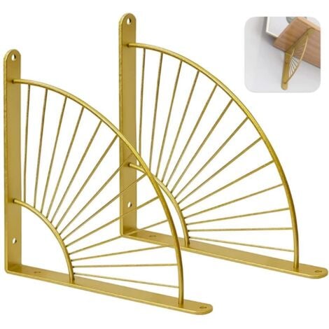 Lntyq Stück goldene fächerförmige Regalhalterungen, Wandregalhalterung, Wandhalterung aus Metall für Restaurants, schwebende Dreieckhalterung, Regale (Gold)