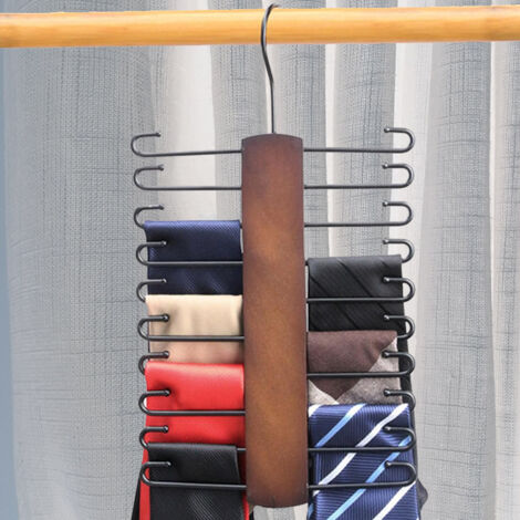 Lntyq Stück Krawattenhalter aus Holz, um 360 Grad drehbarer Gürtelaufbewahrungs-Gürtelhalter mit 20 Haken für Krawatten, Schals, Gürtel, Accessoires