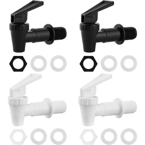 Lntyq Stück Kunststoff-Wasserhahn, Getränkespender, Fasshahn, Wasserbrunnen, Wasserspender, Ersatzhahn für Wein, Bier, Saft, wiederverwendbarer Ausgießer (Schwarz und Weiß)