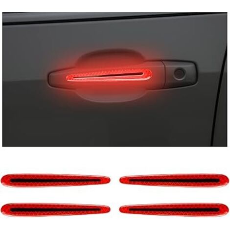 Lntyq Stück reflektierende Aufkleber zum Schutz der Autotürgriffe, 3D-Kratzschutzstreifen für Autotürgriffe, Warnaufkleber für Griffe (rot)