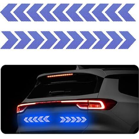 Lntyq Stück reflektierende Warnpfeile für Autos, intensive Reflektorstreifen, hohe Sichtbarkeit bei Nacht, universeller wasserdichter Aufkleber für Fahrzeuge (blau)