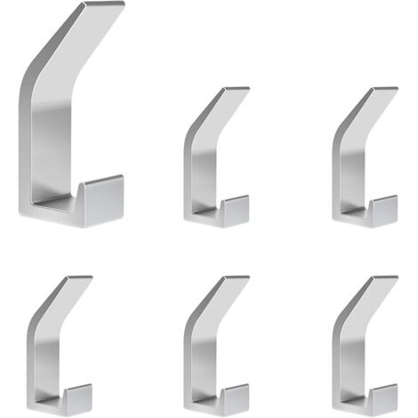 Lntyq Stück selbstklebende Haken, Badezimmer-Doppel-Handtuchhaken, selbstklebende Wandhalterung für Küche, Badezimmer, Büro, Schrank, Aluminium, Silber