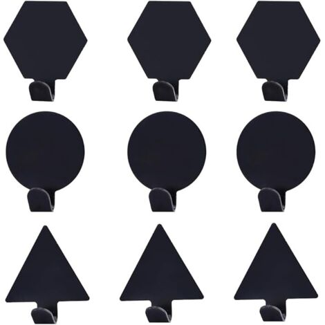 Lntyq Stück Selbstklebende Haken, Wandklebehaken, Wandhaken Schwarzer Klebehaken, für Badezimmer, Küche (Drei Formen)